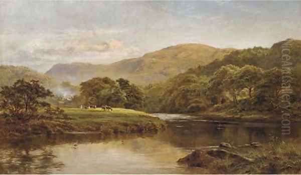 The tranquil river, Summer Oil Painting by Robert Gallon