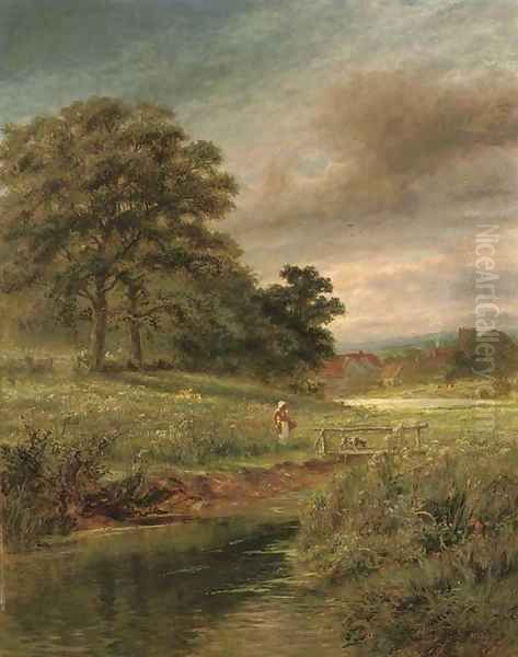 A summer meadow Oil Painting by Robert Gallon