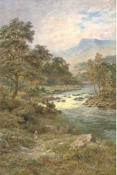 A sunlit bend of the river Oil Painting by Robert Gallon