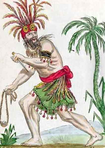 A Savage from the Marquesas Islands Oil Painting by Jacques Grasset de Saint-Sauveur