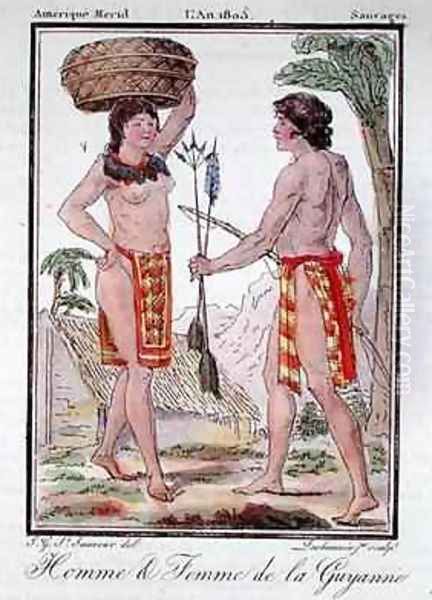 Indians from French Guyana Oil Painting by Jacques Grasset de Saint-Sauveur