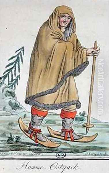 Ostyak Man on Skis Oil Painting by Jacques Grasset de Saint-Sauveur