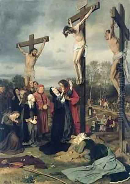 Crucifixion Oil Painting by Eduard Karl Franz von Gebhardt