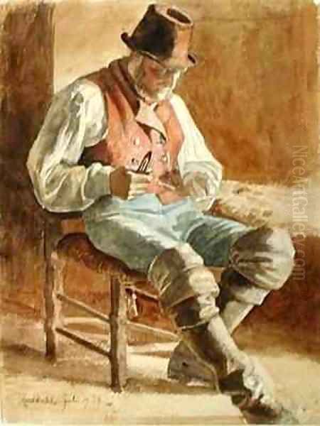 Fisherman Mending a Net Oil Painting by Jacob Gensler