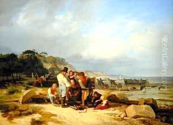 Fishermen in Probstei Oil Painting by Jacob Gensler