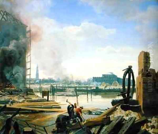 Hamburg After the Fire Oil Painting by Jacob Gensler