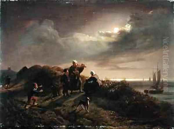 On the Coast near Scheveningen Oil Painting by Jacob Gensler