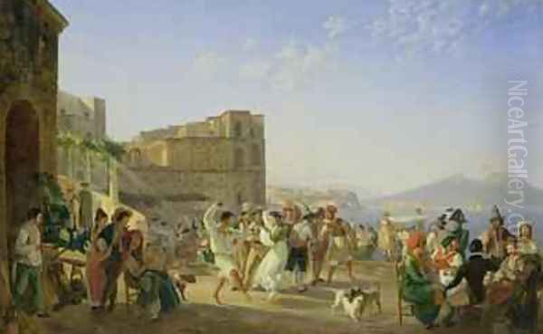 Italian Dancing Naples Oil Painting by Carl Wilhelm Goetzloff