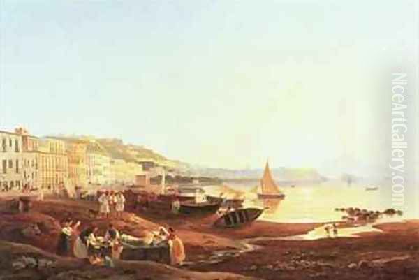 Mergellina Harbour Oil Painting by Carl Wilhelm Goetzloff