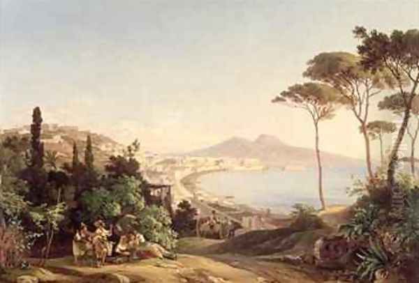 View of Naples Oil Painting by Carl Wilhelm Goetzloff