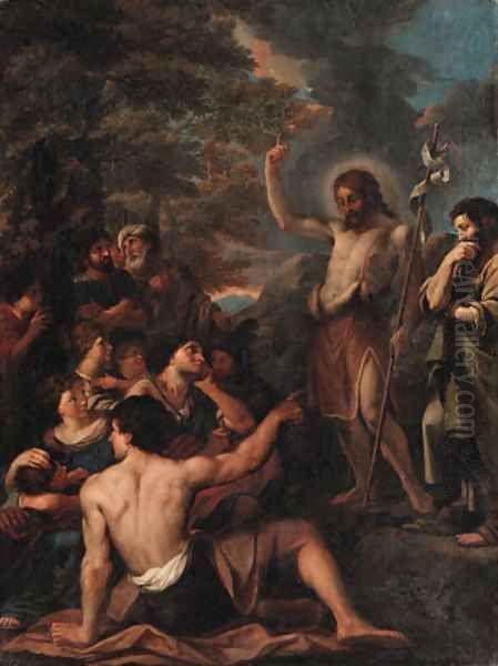 Saint John the Baptist preaching to the multitude Oil Painting by Luigi Garzi