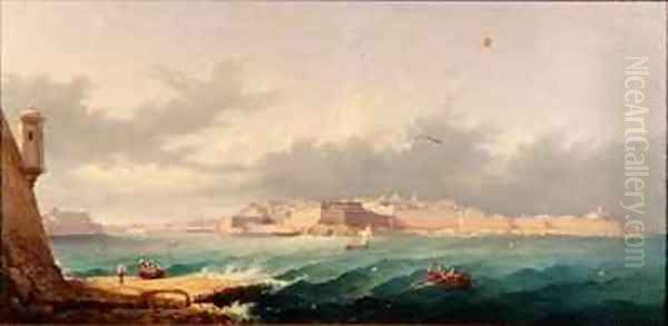 Valetta and the Grand Harbour from Ricasoli Point Oil Painting by G. Gianni