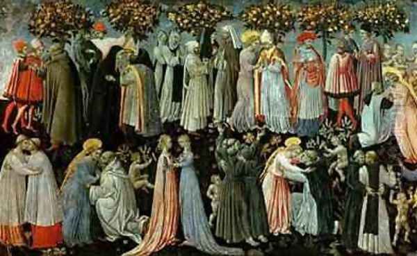 The Last Judgement detail of the predella panel depicting Paradise Oil Painting by Paolo di Grazia Giovanni di