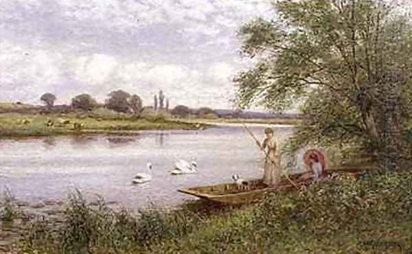 Ladies in a Punt Oil Painting by Arthur Augustus II Glendening