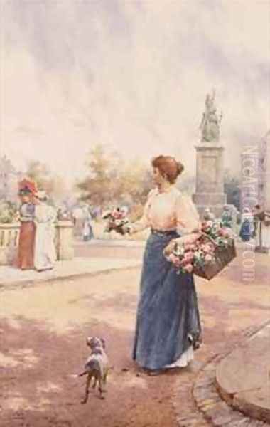 A Parisian flower seller Oil Painting by Arthur Augustus II Glendening