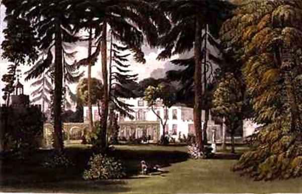 Pelling Place Garden Front from Ackermanns Repository of Arts Oil Painting by John Gendall