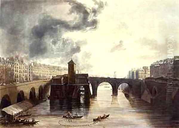 Pont Notre Dame from Views on the Seine Oil Painting by John Gendall