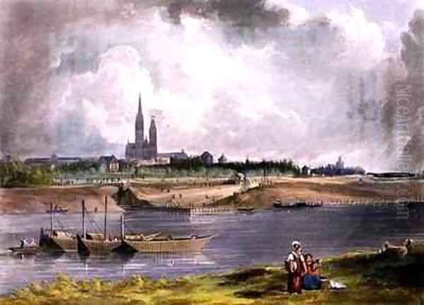 St Denis from Views on the Seine Oil Painting by John Gendall