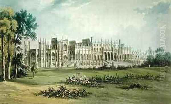 Eaton Hall West of Garden Front from Ackermanns Repository of Arts Oil Painting by John Gendall