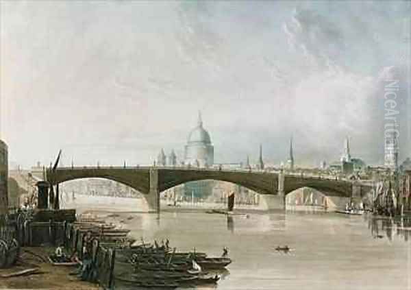 Southwark Iron Bridge as seen from Bankside Oil Painting by John Gendall