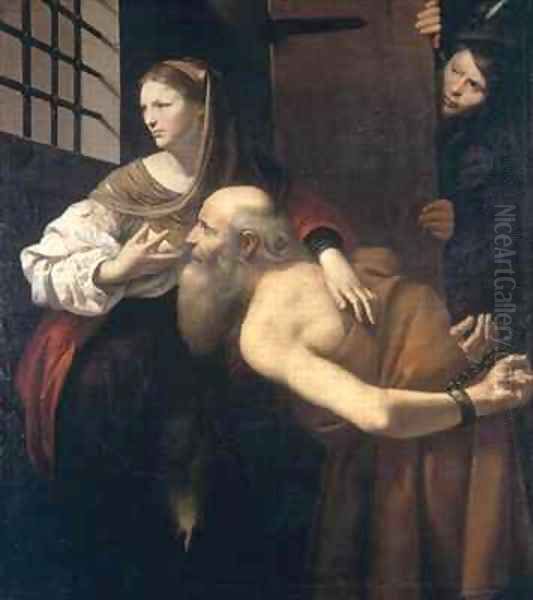 Roman Charity Oil Painting by Giovanni Antonio (Lo Spadarino) Galli