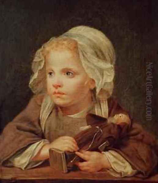 Girl with a Doll Oil Painting by Jean Baptiste Greuze