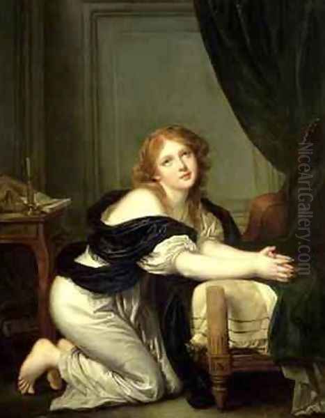 Morning Prayer Oil Painting by Jean Baptiste Greuze