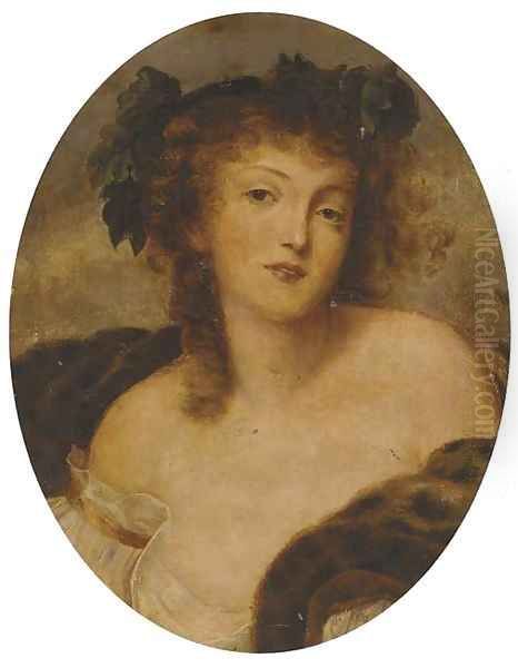 A Bacchante Oil Painting by Jean Baptiste Greuze