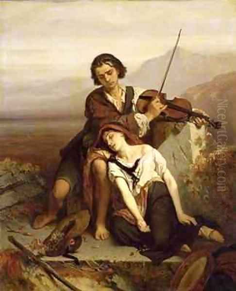 Comfort in Grief Oil Painting by Louis Gallait