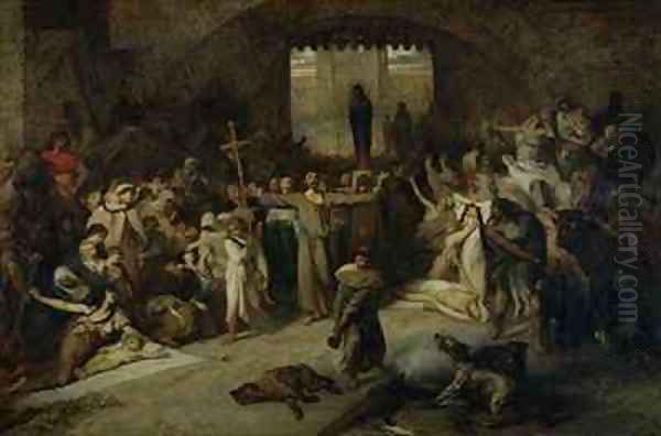 The Plague of Tournai in 1095 Oil Painting by Louis Gallait