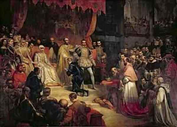 The Abdication of Charles V 1500-58 Oil Painting by Louis Gallait