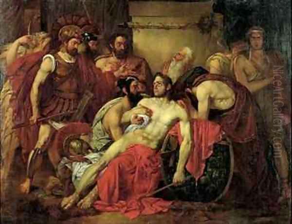 The Death of Epaminondas Oil Painting by Louis Gallait