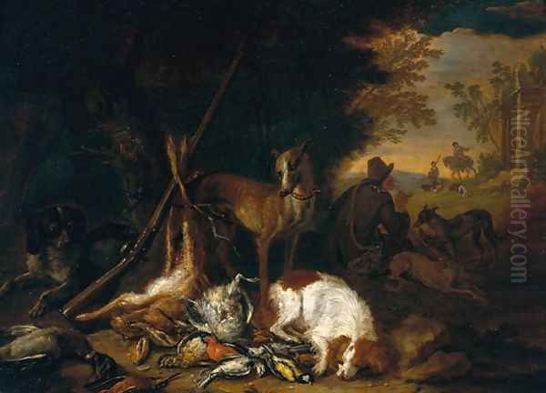 A Hunter with his Dogs Oil Painting by Adriaen de Gryef