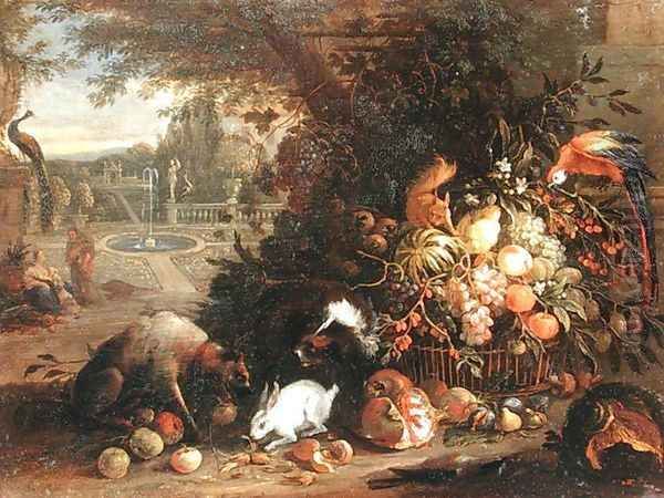 Still Life in a Garden Oil Painting by Adriaen de Gryef