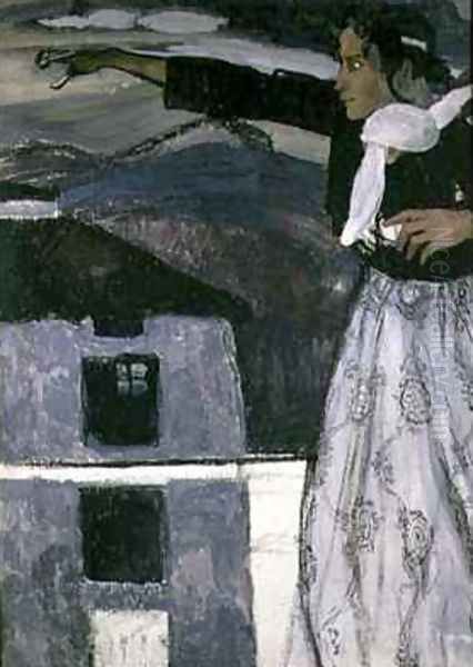 Woman in Grey Oil Painting by Aleksandr Jakovlevic Golovin