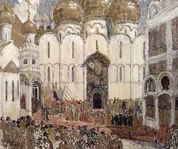 Stage design for Boris Godunov Oil Painting by Aleksandr Jakovlevic Golovin