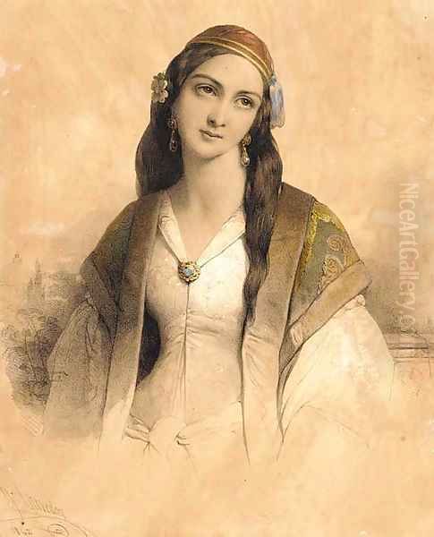 A young Greek beauty Oil Painting by Henri Grevedon