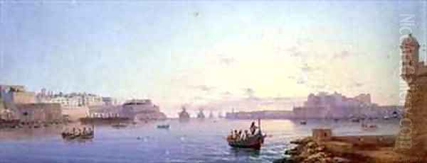 The Grand Harbour Valletta Oil Painting by Luigi Maria Galea