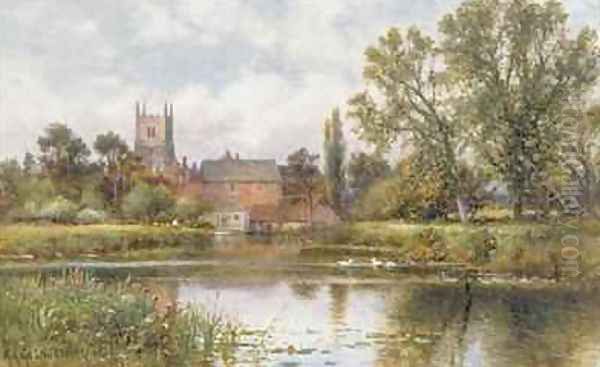 The Millpond Oil Painting by Alfred I Glendening