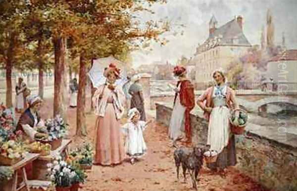 The Flower Seller Oil Painting by Alfred I Glendening