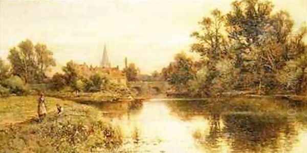 The Thames at Marlow Oil Painting by Alfred I Glendening