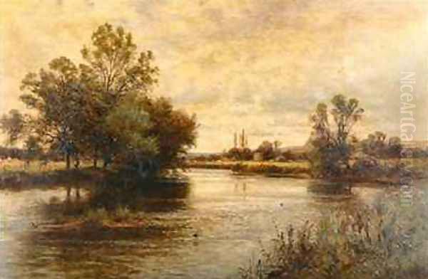 Penton Hook on the Thames Oil Painting by Alfred I Glendening