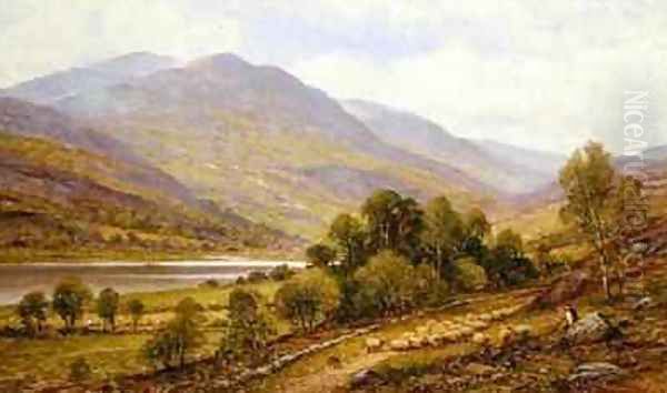 Snowdonia possible Lake Gwynant Oil Painting by Alfred I Glendening