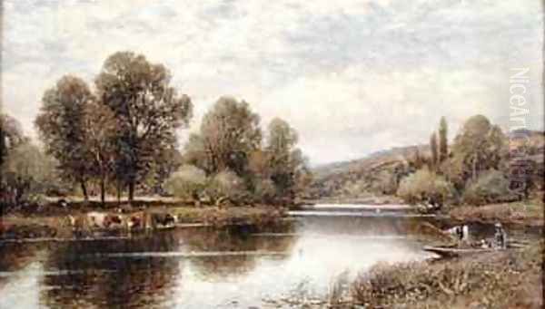 The Thames at Maple Durham Oil Painting by Alfred I Glendening