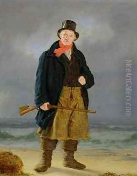 A Fisherman with a Gun Oil Painting by Thomas Sword Good