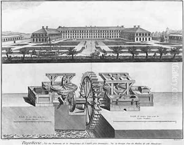 A paper mill illustration from the Encyclopedie des Sciences et Metiers by Denis Diderot 1713-84 Oil Painting by Louis-Jacques Goussier