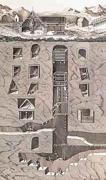 Cross section of a mine Oil Painting by Louis-Jacques Goussier