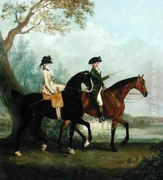 The Hon Marcia Pitt Riding with her Brother the Hon George Pitt later 2nd Lord Rivers in the Park of Stratfield Saye House Oil Painting by Thomas Gooch