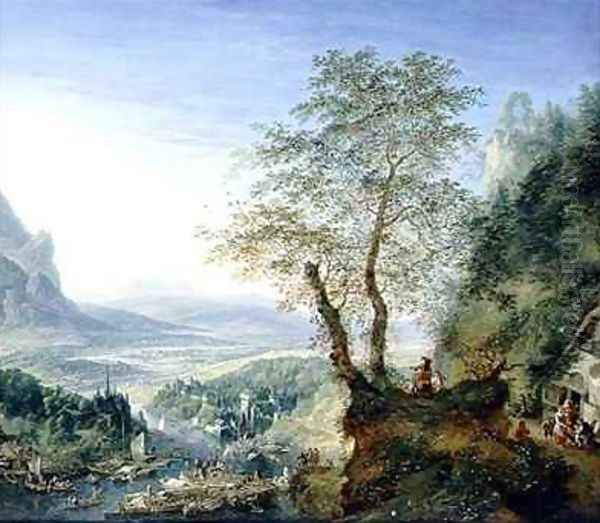 A capriccio river landscape Oil Painting by Jan the Elder Griffier