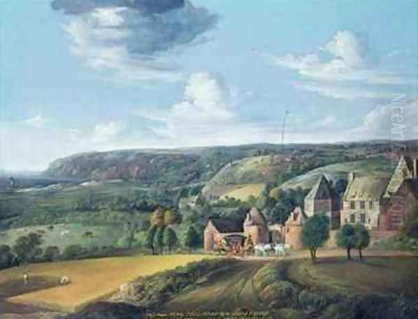 View of Potrel Manor near Dragey in Normandy Oil Painting by Jan the Elder Griffier